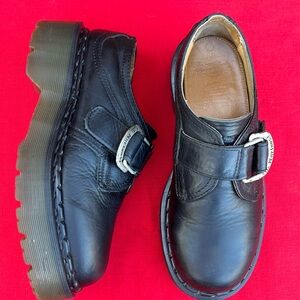🏴󠁧󠁢󠁥󠁮󠁧󠁿 Vintage Dr. Martens MIE 8314 Platform Mono Black Monk Strap Loafers UK 6